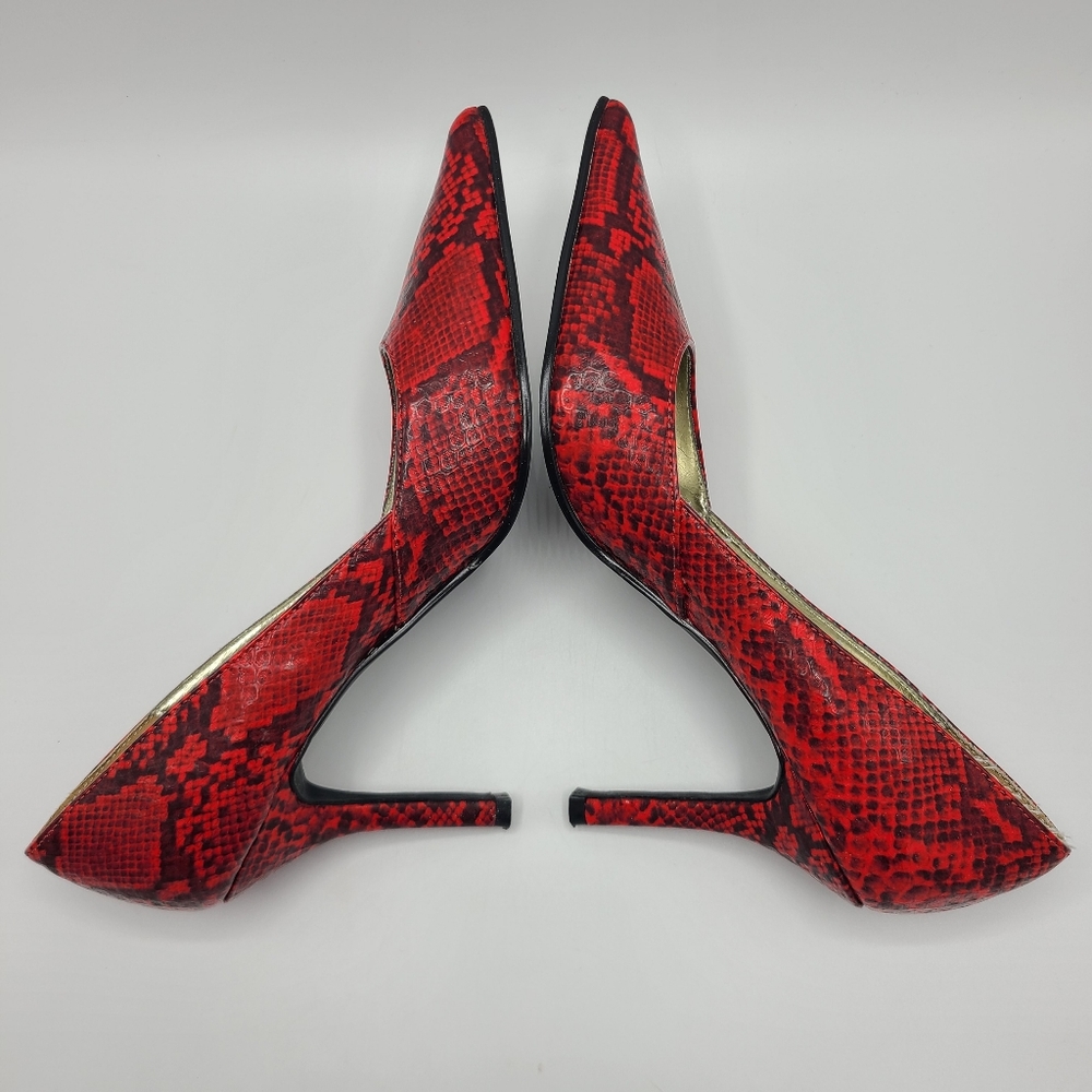 Rampage Maria Red Black Snakeskin Print Pointed Toe Heels Pumps 6.5 - Picture 7 of 13